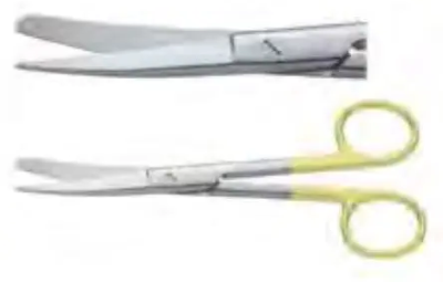 Ножиці операційні, верт-зігнуті, ТВС (жовтого або черного кольору), з од/гост кінцем, 140 мм тип Супер Кат RAJ IMPEX 04-568